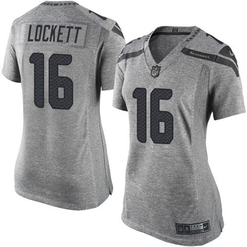  Seahawks #16 Tyler Lockett Gray Women's Stitched NFL Limited Gridiron Gray Jersey
