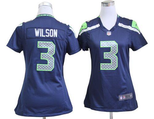  Seahawks #3 Russell Wilson Steel Blue Team Color Women's Stitched NFL Elite Jersey