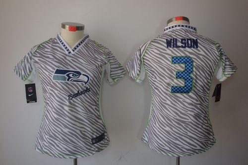  Seahawks #3 Russell Wilson Zebra Women's Stitched NFL Elite Jersey