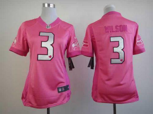  Seahawks #3 Russell Wilson Pink Women's Be Luv'd Stitched NFL Elite Jersey