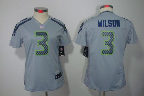  Seahawks #3 Russell Wilson Grey Alternate Women's Stitched NFL Limited Jersey