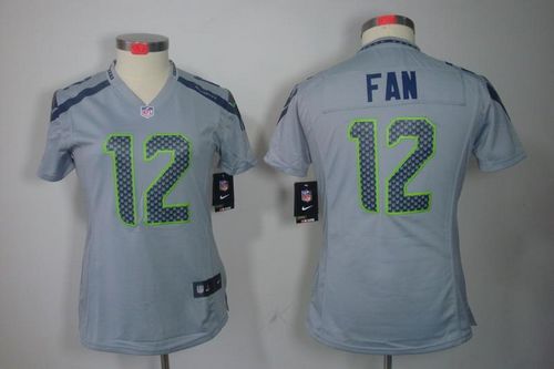  Seahawks #12 Fan Grey Alternate Women's Stitched NFL Limited Jersey