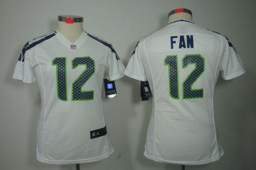  Seahawks #12 Fan White Women's Stitched NFL Limited Jersey