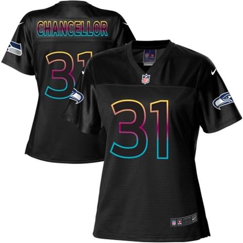  Seahawks #31 Kam Chancellor Black Women's NFL Fashion Game Jersey