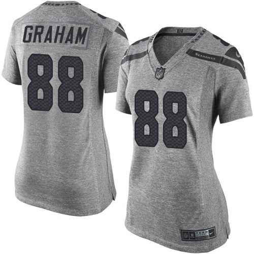  Seahawks #88 Jimmy Graham Gray Women's Stitched NFL Limited Gridiron Gray Jersey