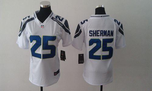  Seahawks #25 Richard Sherman White Women's Stitched NFL Elite Jersey