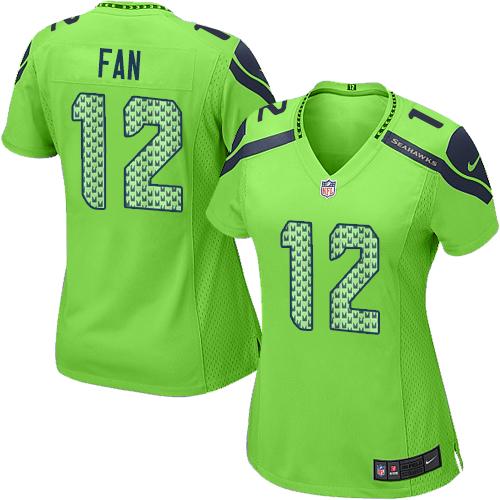  Seahawks #12 Fan Green Alternate Women's Stitched NFL Elite Jersey