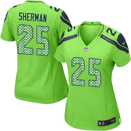  Seahawks #25 Richard Sherman Green Alternate Women's Stitched NFL Elite Jersey