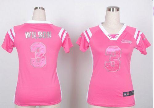  Seahawks #3 Russell Wilson Pink Women's Stitched NFL Elite Draft Him Shimmer Jersey