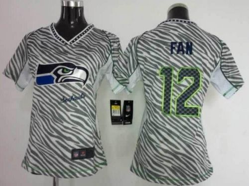  Seahawks #12 Fan Zebra Women's Stitched NFL Elite Jersey