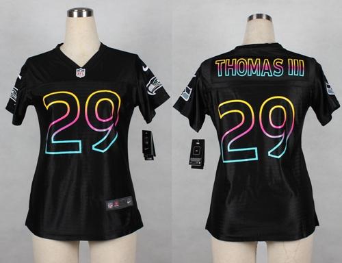  Seahawks #29 Earl Thomas III Black Women's NFL Fashion Game Jersey