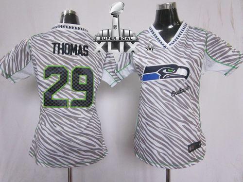  Seahawks #29 Earl Thomas III Zebra Super Bowl XLIX Women's Stitched NFL Elite Jersey