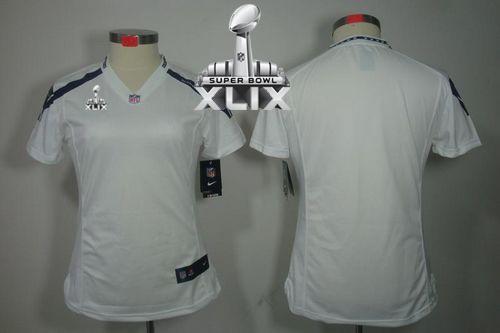  Seahawks Blank White Super Bowl XLIX Women's Stitched NFL Limited Jersey
