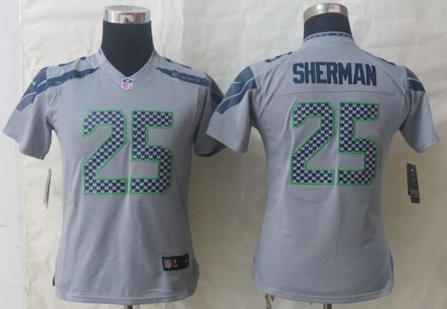  Seahawks #25 Richard Sherman Grey Alternate Women's Stitched NFL Limited Jersey