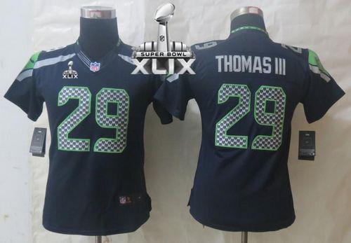  Seahawks #29 Earl Thomas III Steel Blue Team Color Super Bowl XLIX Women's Stitched NFL Limited Jersey