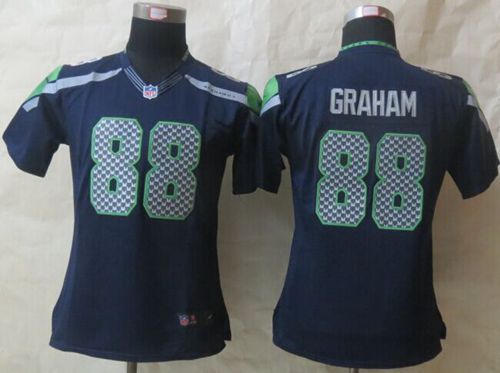  Seahawks #88 Jimmy Graham Steel Blue Team Color Women's Stitched NFL Limited Jersey