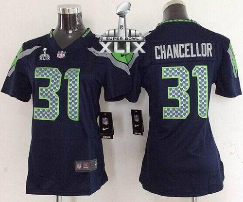  Seahawks #31 Kam Chancellor Steel Blue Super Bowl XLIX Women's Stitched NFL Elite Jersey