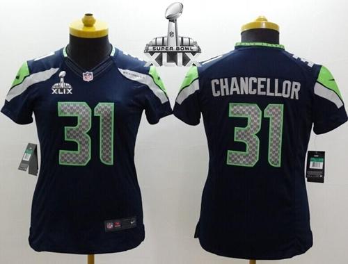  Seahawks #31 Kam Chancellor Steel Blue Team Color Super Bowl XLIX Women's Stitched NFL Limited Jersey