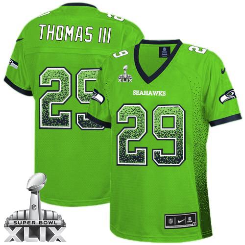  Seahawks #29 Earl Thomas III Green Super Bowl XLIX Women's Stitched NFL Elite Drift Fashion Jersey