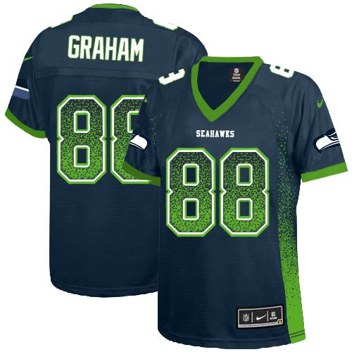  Seahawks #88 Jimmy Graham Steel Blue Team Color Women's Stitched NFL Elite Drift Fashion Jersey