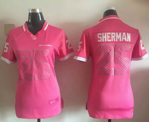  Seahawks #25 Richard Sherman Pink Women's Stitched NFL Elite Bubble Gum Jersey