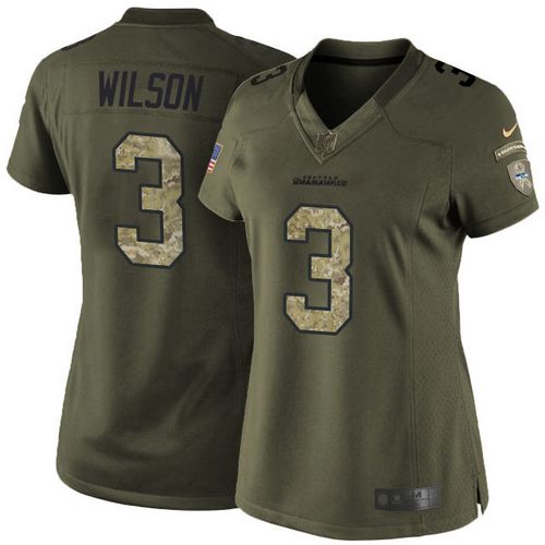  Seahawks #3 Russell Wilson Green Women's Stitched NFL Limited Salute to Service Jersey