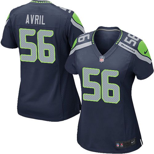  Seahawks #56 Cliff Avril Steel Blue Team Color Women's Stitched NFL Elite Jersey