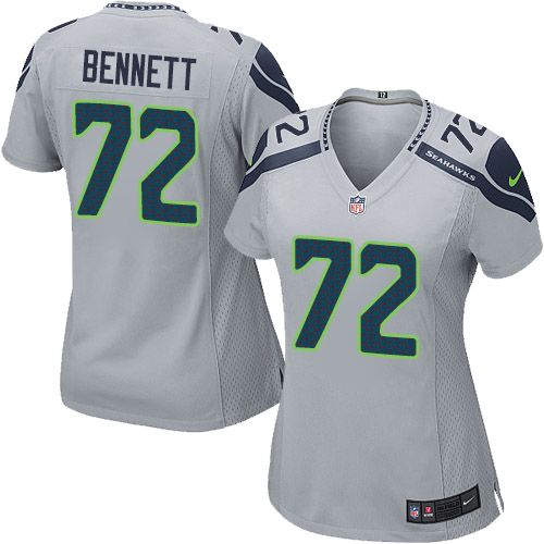  Seahawks #72 Michael Bennett Grey Alternate Women's Stitched NFL Elite Jersey
