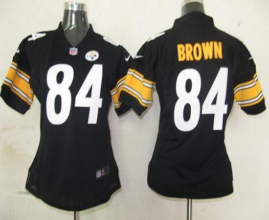  Steelers #84 Antonio Brown Black Team Color Women's Stitched NFL Elite Jersey