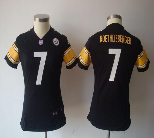  Steelers #7 Ben Roethlisberger Black Team Color Women's NFL Game Jersey