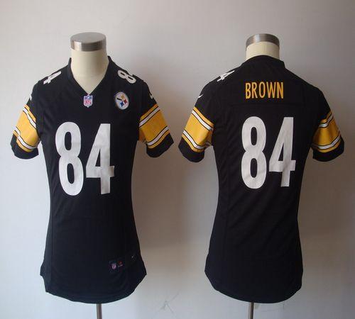  Steelers #84 Antonio Brown Black Team Color Women's NFL Game Jersey