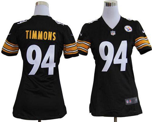  Steelers #94 Lawrence Timmons Black Team Color Women's Stitched NFL Elite Jersey