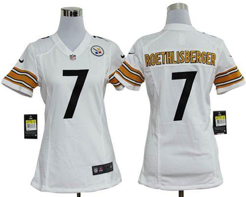  Steelers #7 Ben Roethlisberger White Women's Stitched NFL Elite Jersey