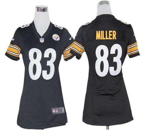  Steelers #83 Heath Miller Black Team Color Women's Stitched NFL Elite Jersey