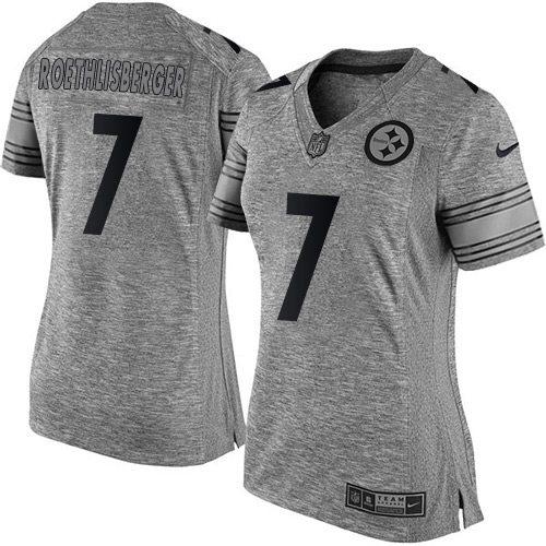  Steelers #7 Ben Roethlisberger Gray Women's Stitched NFL Limited Gridiron Gray Jersey