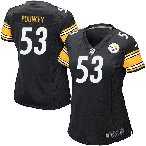  Steelers #53 Maurkice Pouncey Black Team Color Women's Stitched NFL Elite Jersey