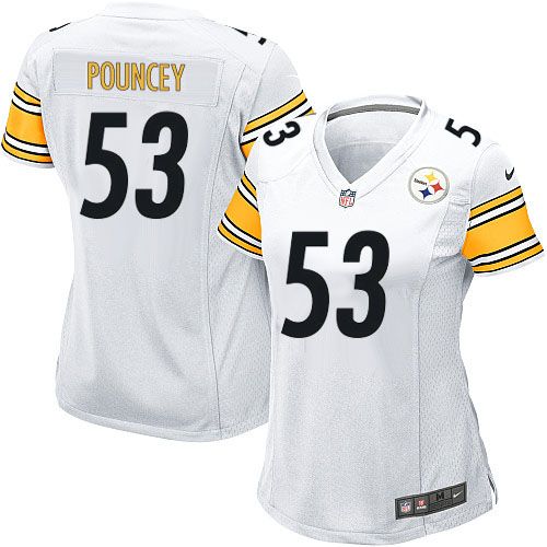  Steelers #53 Maurkice Pouncey White Women's Stitched NFL Elite Jersey