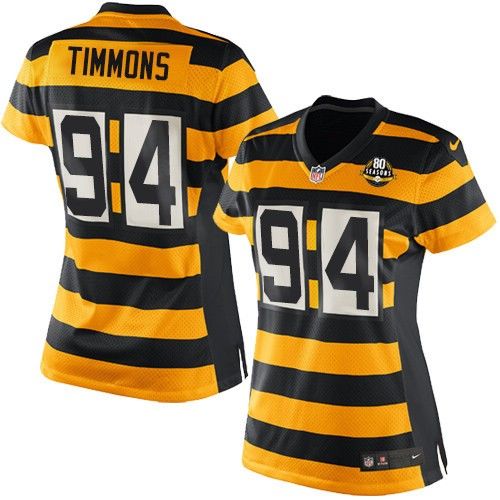  Steelers #94 Lawrence Timmons Yellow/Black Alternate Women's Stitched NFL Elite Jersey