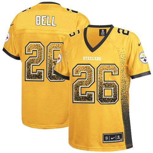  Steelers #26 Le'Veon Bell Gold Women's Stitched NFL Elite Drift Fashion Jersey