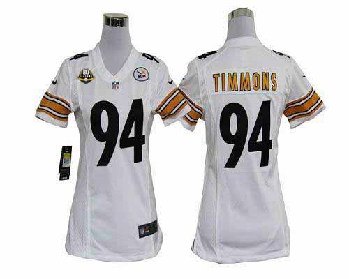  Steelers #94 Lawrence Timmons White With 80TH Patch Women's Stitched NFL Elite Jersey