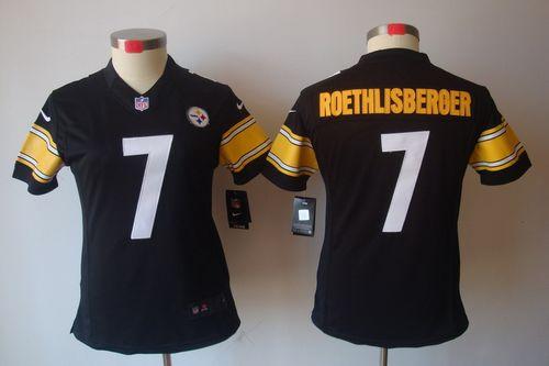  Steelers #7 Ben Roethlisberger Black Team Color Women's Stitched NFL Limited Jersey
