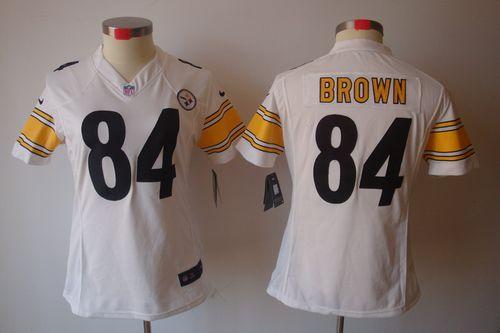  Steelers #84 Antonio Brown White Women's Stitched NFL Limited Jersey