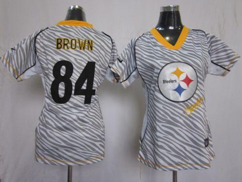  Steelers #84 Antonio Brown Zebra Women's Stitched NFL Elite Jersey