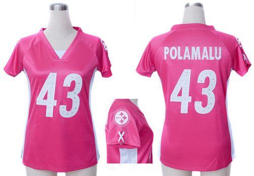  Steelers #43 Troy Polamalu Pink Draft Him Name & Number Top Women's Stitched NFL Elite Jersey
