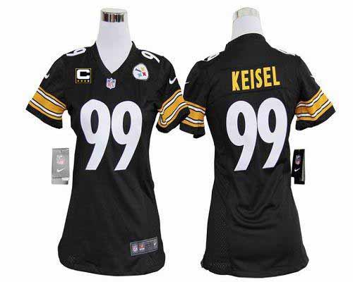  Steelers #99 Brett Keisel Black Team Color With C Patch Women's Stitched NFL Elite Jersey