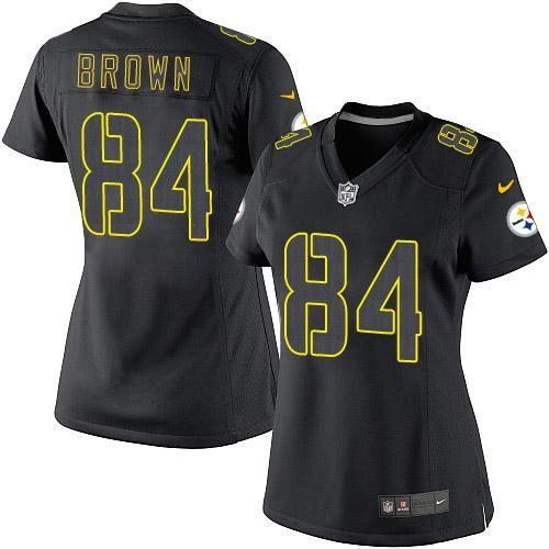  Steelers #84 Antonio Brown Black Impact Women's Stitched NFL Limited Jersey