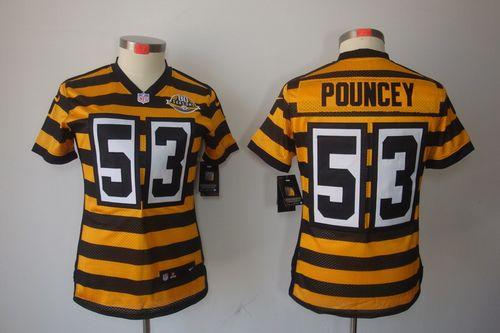  Steelers #53 Maurkice Pouncey Yellow/Black Alternate Women's Stitched NFL Limited Jersey