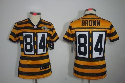  Steelers #84 Antonio Brown Yellow/Black Alternate Women's Stitched NFL Limited Jersey