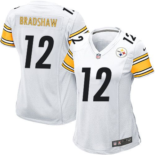  Steelers #12 Terry Bradshaw White Women's Stitched NFL Elite Jersey