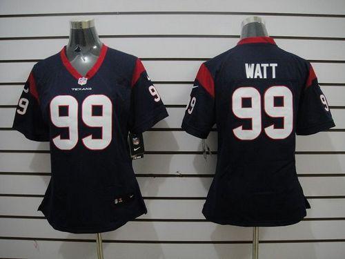  Texans #99 J.J. Watt Navy Blue Team Color Women's Stitched NFL Elite Jersey